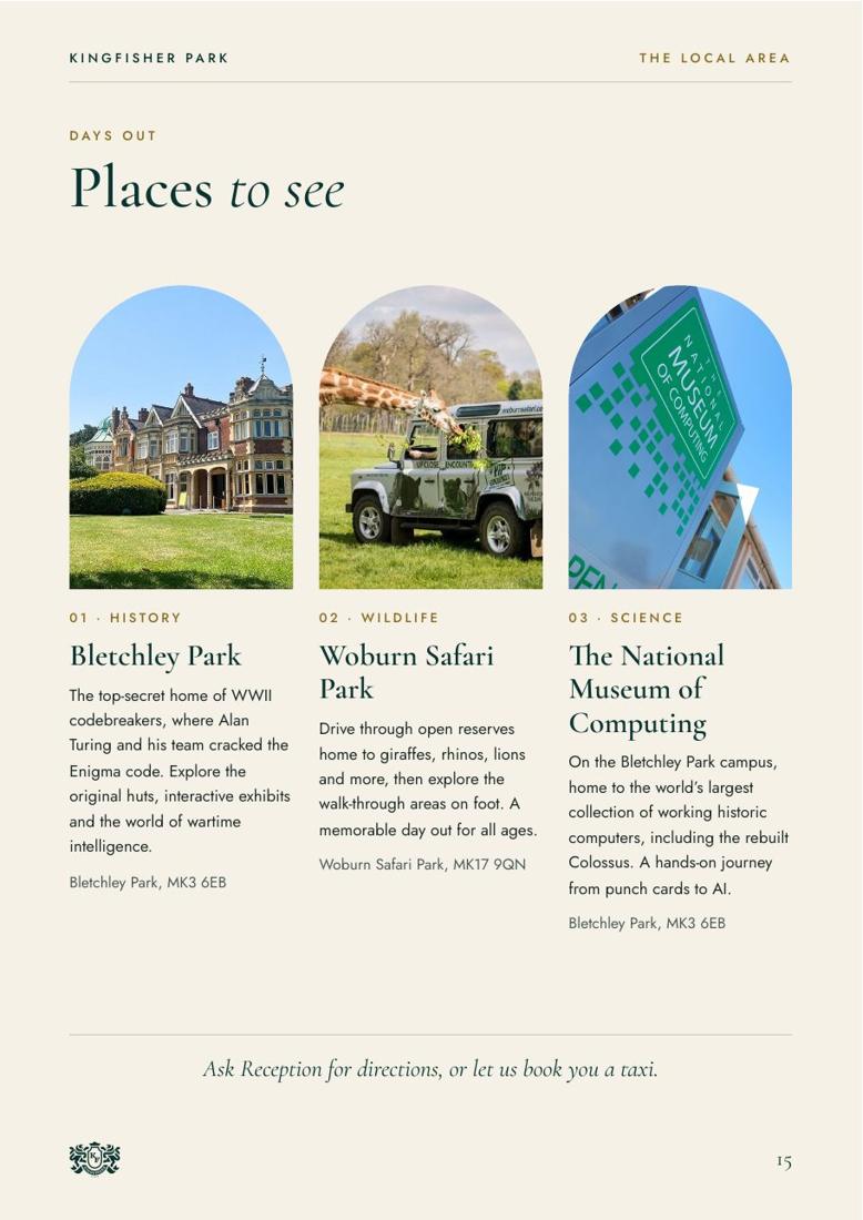 Kingfisher Park guest guide: Places to see